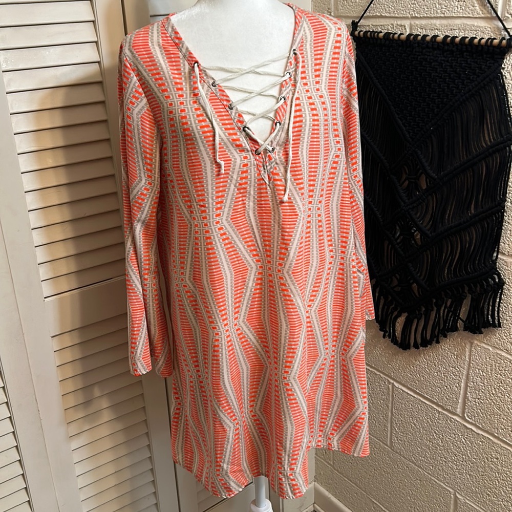 HONEYLEE M lightweight funky swing dress or swim coverup with retro vibes  GUC